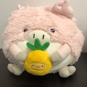 Squishable Pig Pineapple Plush Stuffed Animal Pink White 8" Round Ball Piglet